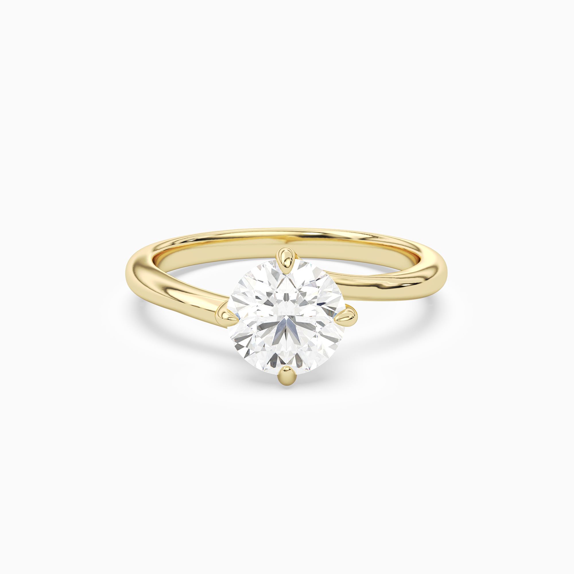Round Bypass Solitaire in 18K Yellow Gold main white
