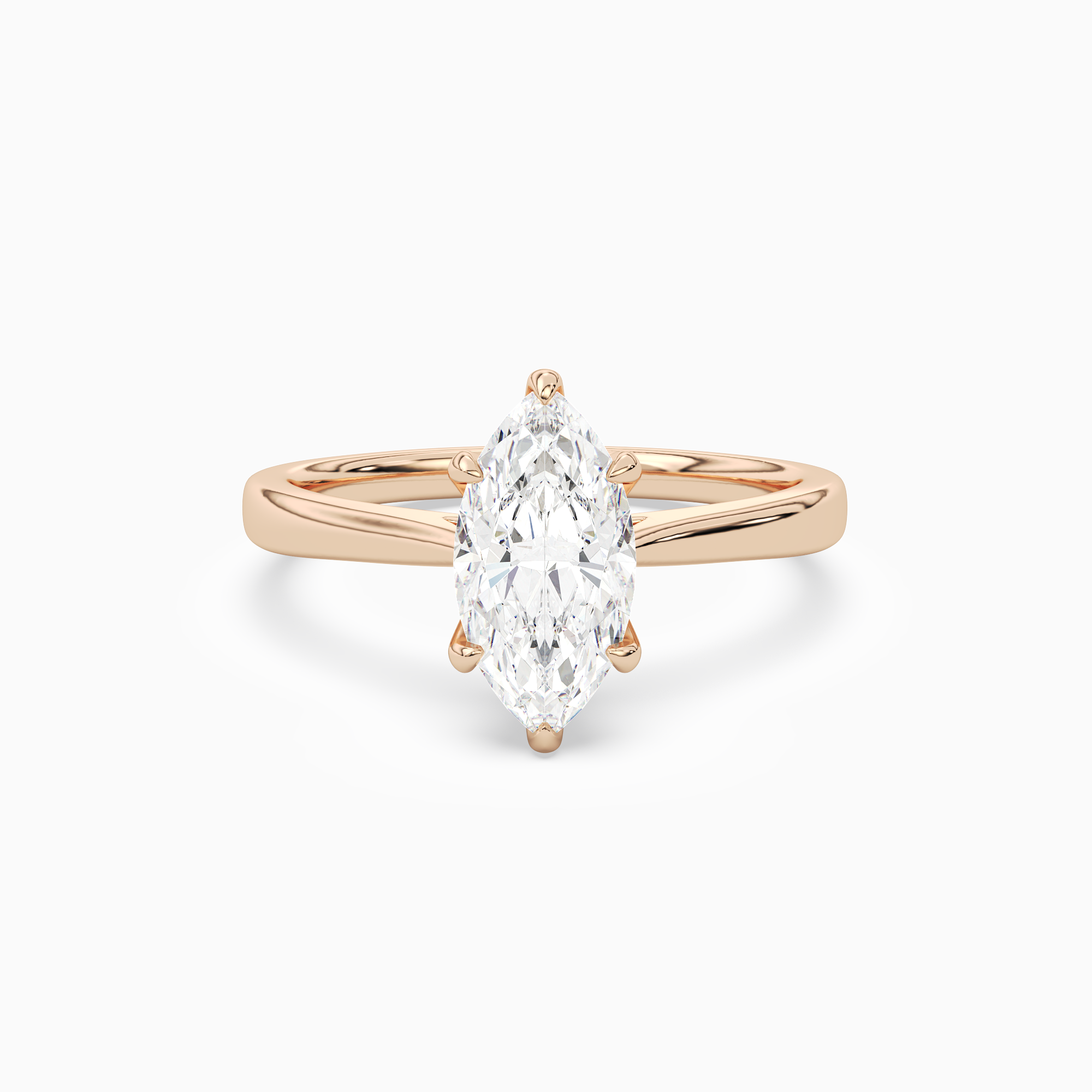 Marquise Tapered Solitaire in 14K Rose Gold main white