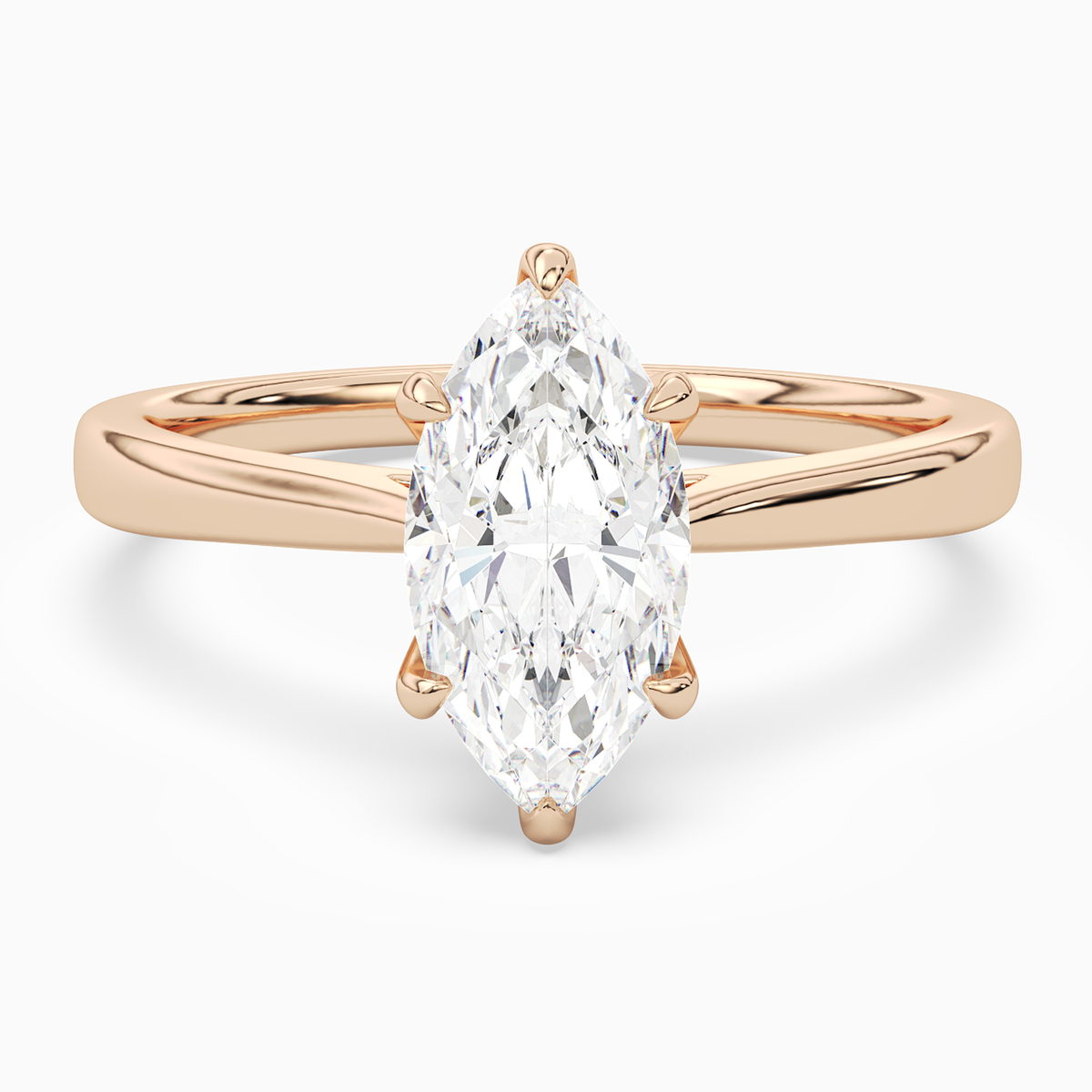 Marquise Tapered Solitaire in 14K Rose Gold main white