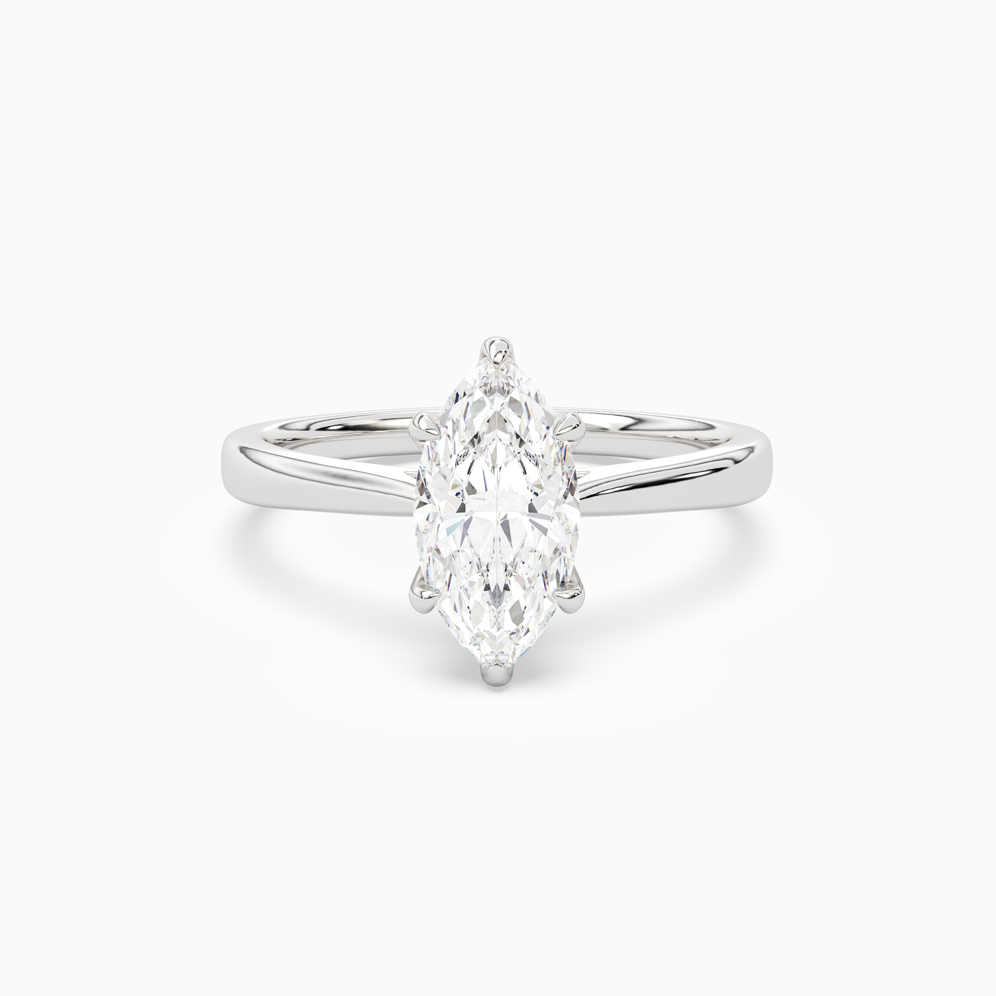 Marquise Tapered Solitaire in 14K White Gold main white