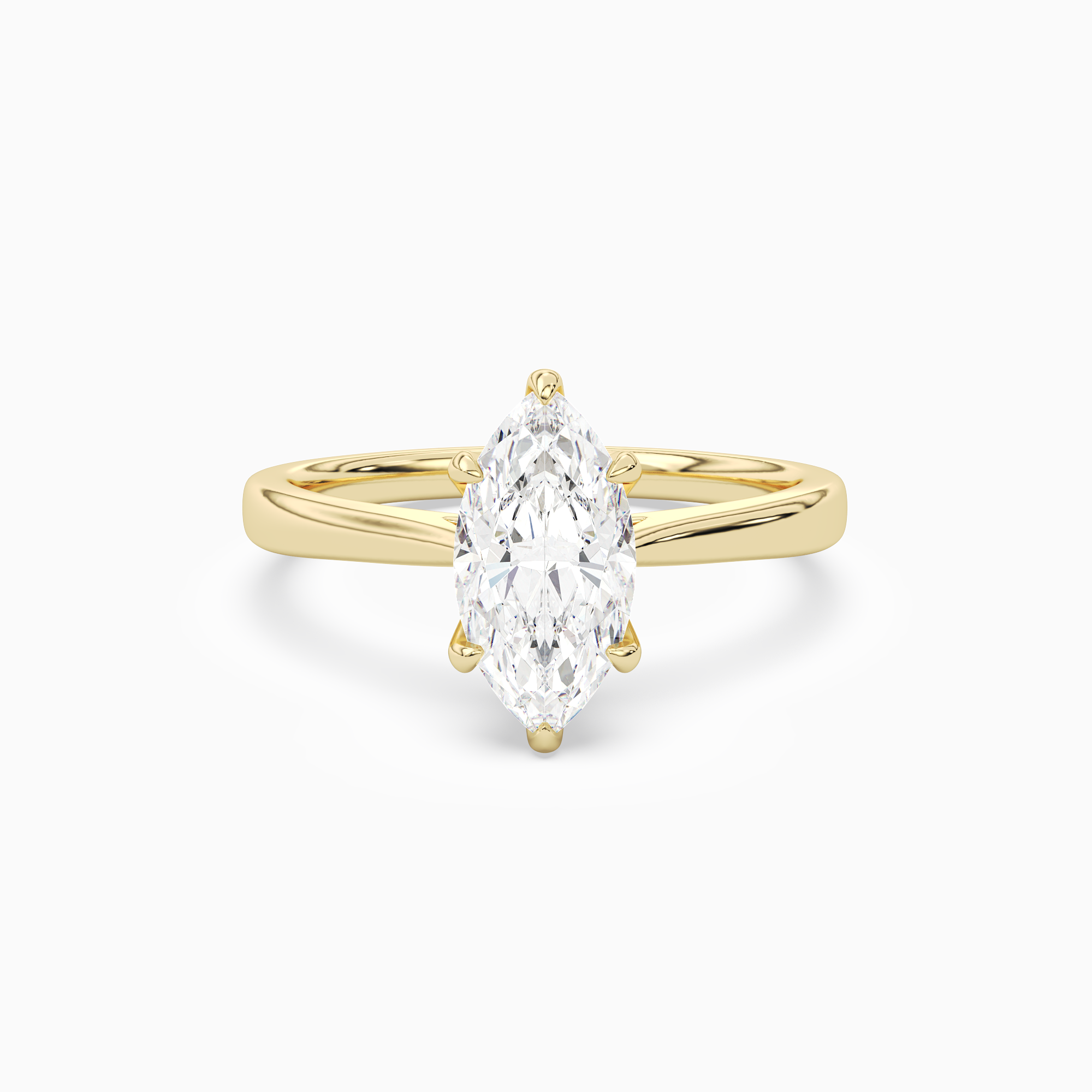 Marquise Tapered Solitaire in 14K Yellow Gold main white