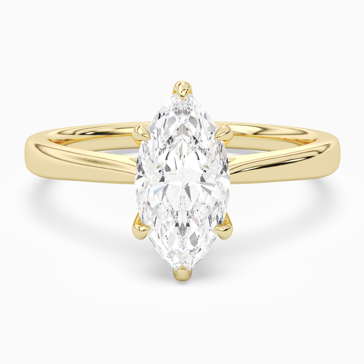 Marquise Tapered Solitaire in 14K Yellow Gold main white
