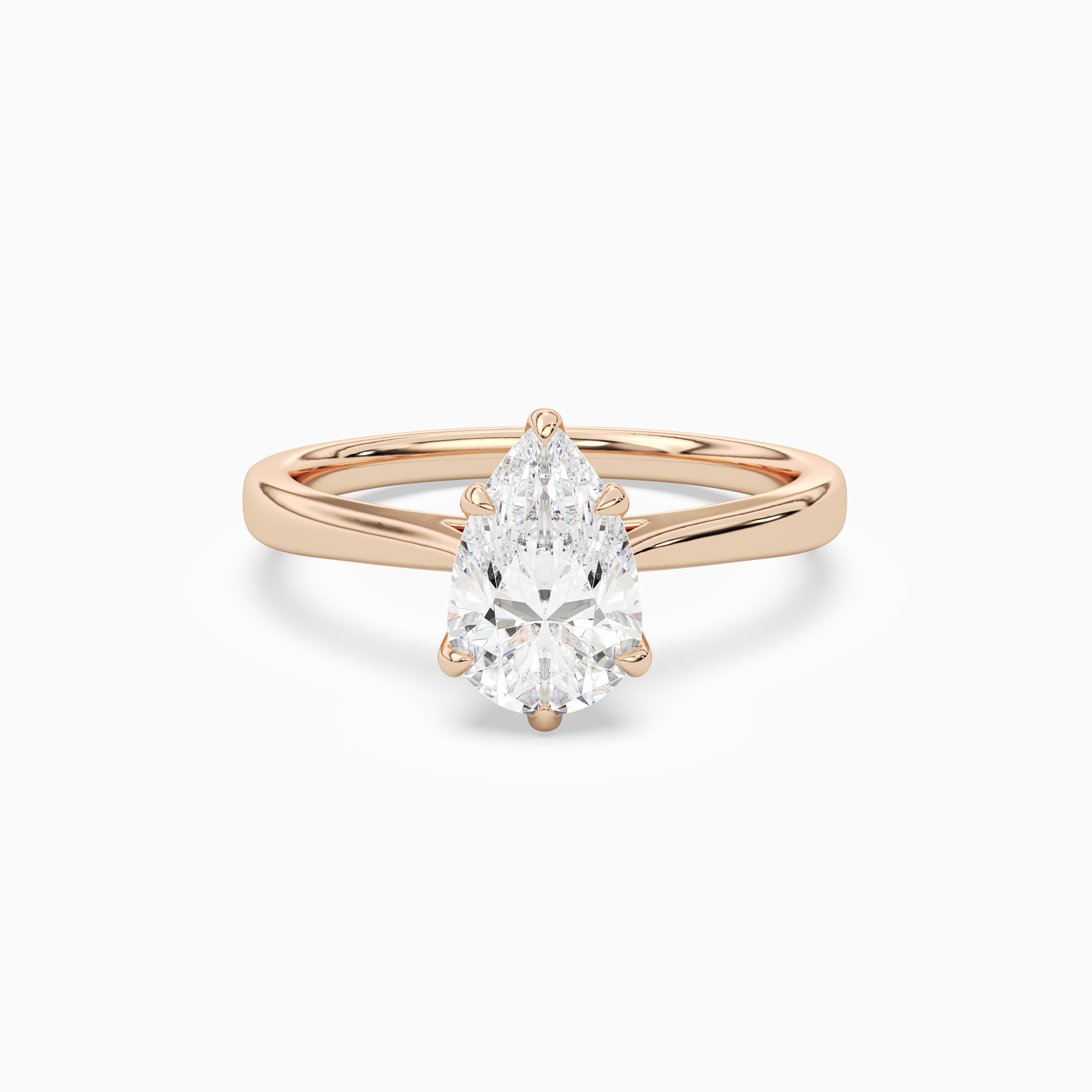 Pear Tapered Solitaire in 14K Rose Gold main white