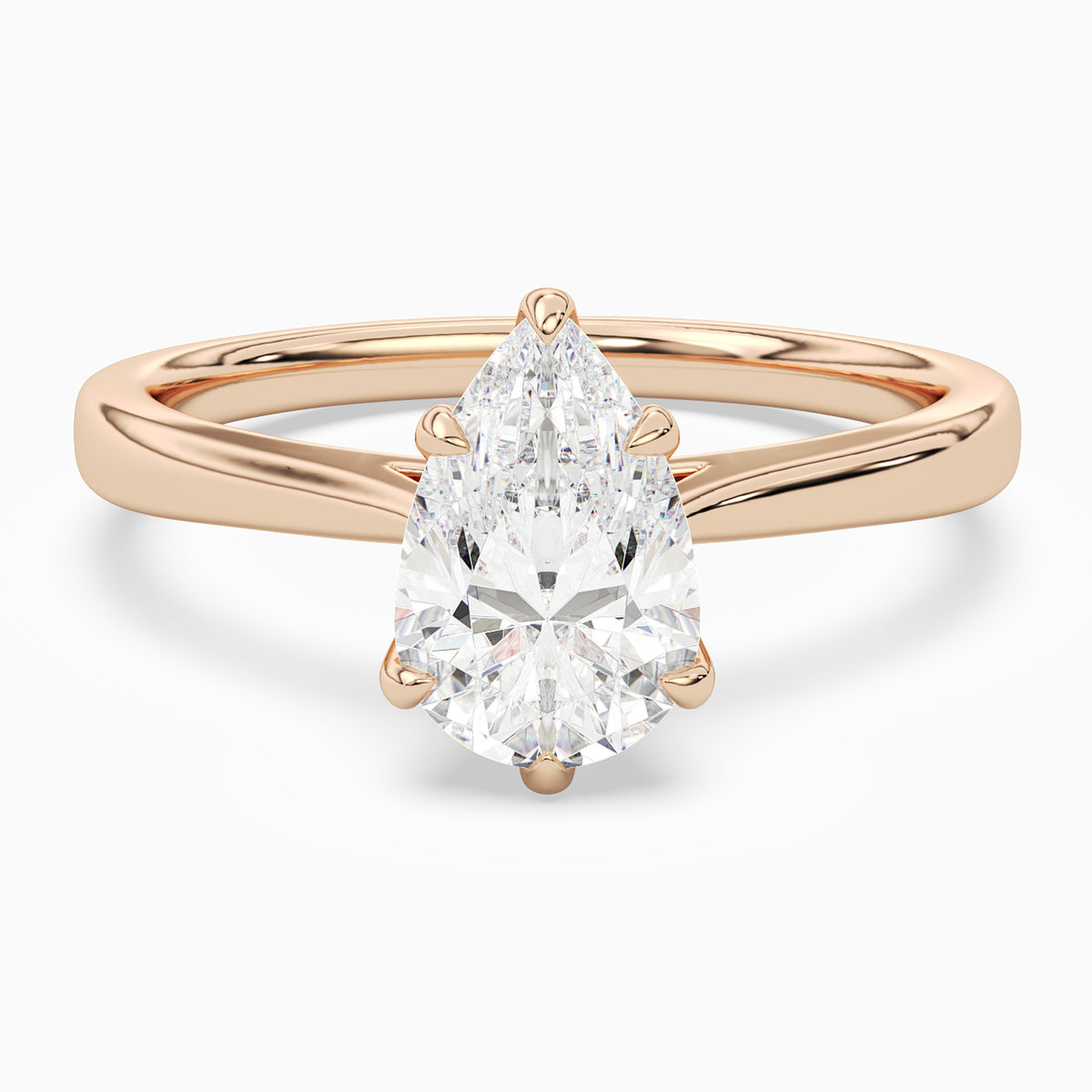 Pear Tapered Solitaire in 14K Rose Gold main white
