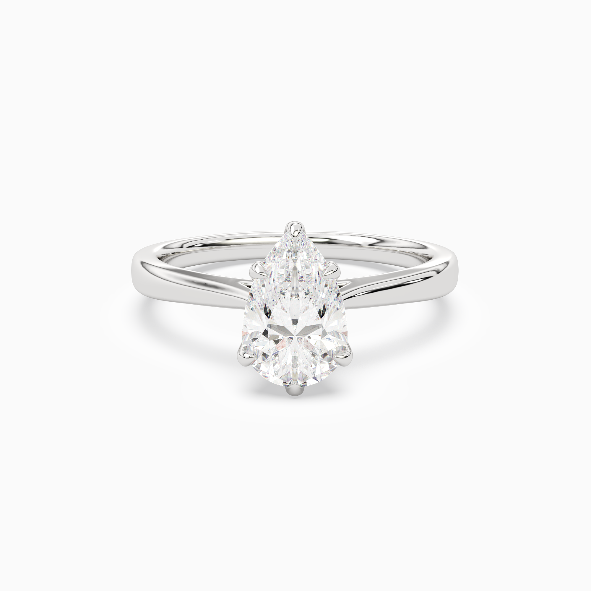 Pear Tapered Solitaire in 14K White Gold main white