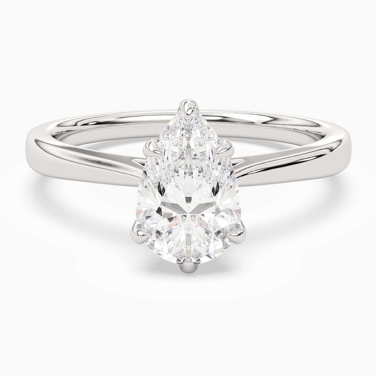 Pear Tapered Solitaire in 14K White Gold main white