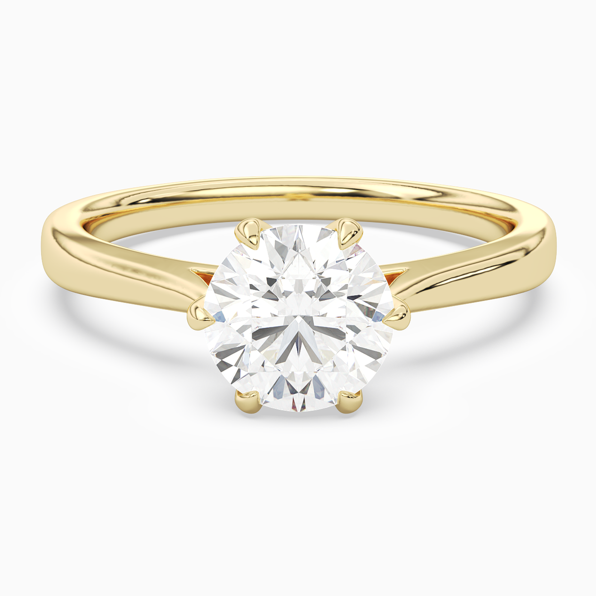 Round Tapered Solitaire in 14K Yellow Gold main white