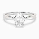 Oval Milgrain Edge Solitaire in 14K White Gold main white