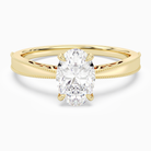 Oval Milgrain Edge Solitaire in 14K Yellow Gold main white
