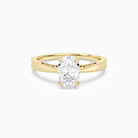 Oval Milgrain Edge Solitaire in 18K Yellow Gold main white