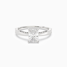 Radiant Milgrain Edge Solitaire in 18K White Gold main white