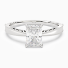Radiant Milgrain Edge Solitaire in Platinum main white