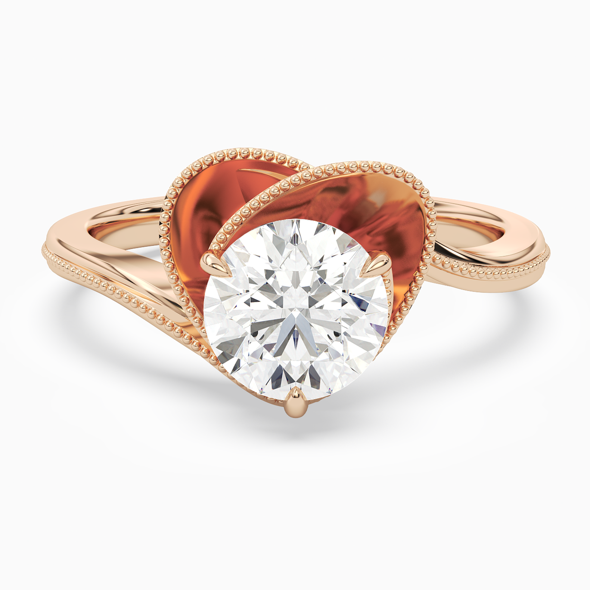 Round Natural-Inspired Crossover Solitaire in 14K Rose Gold main white