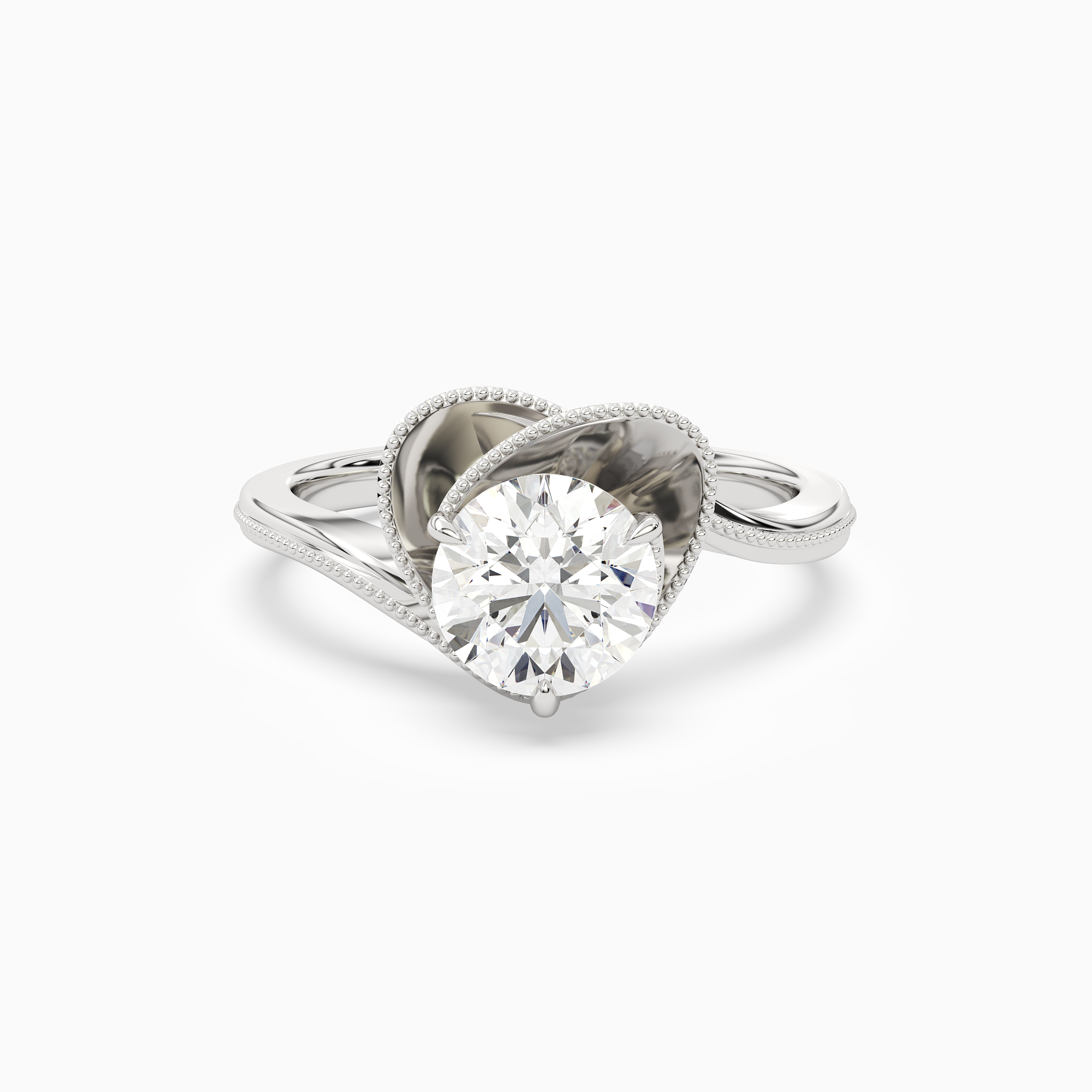 Round Natural-Inspired Crossover Solitaire in Platinum main white