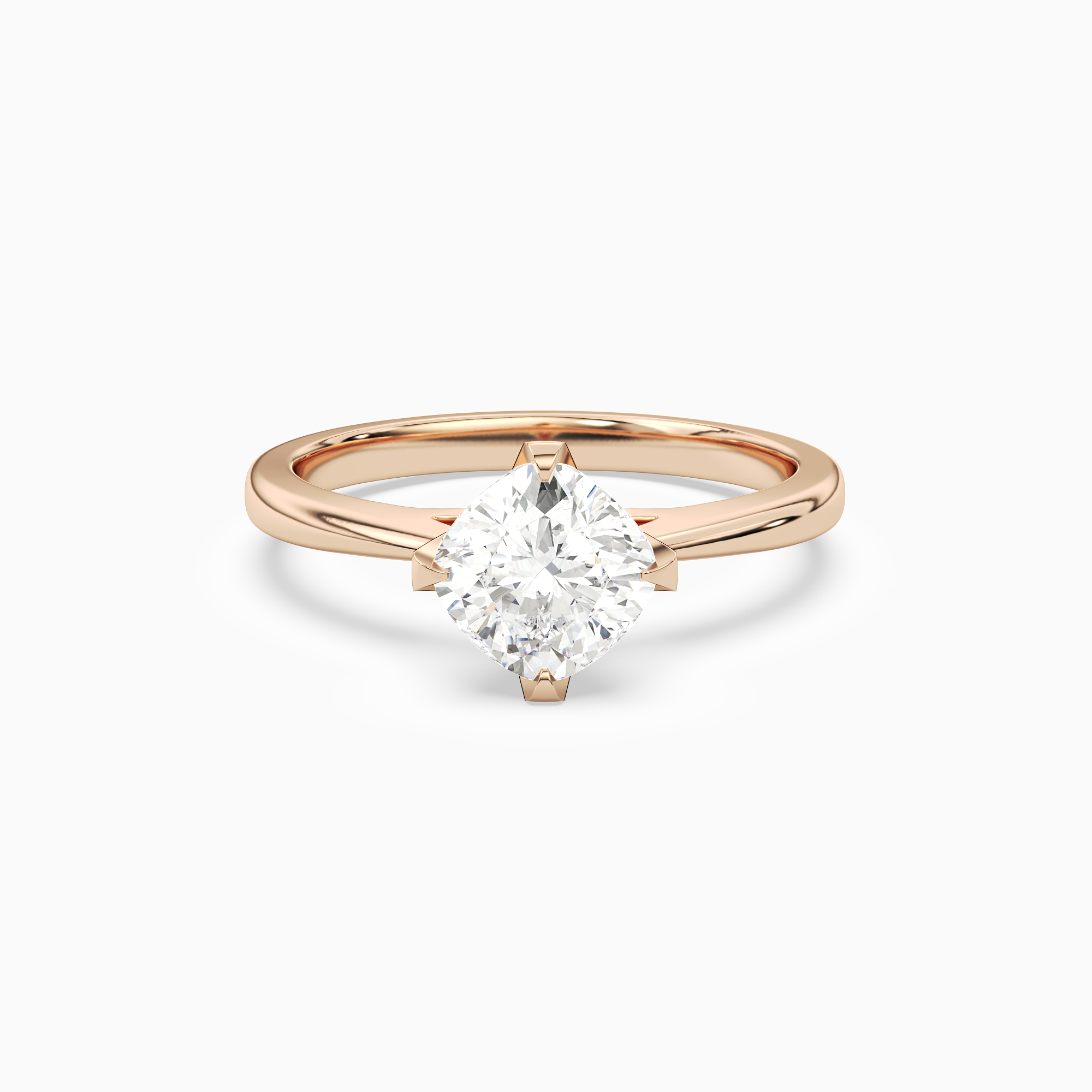 Cushion Petal Head Solitaire in 14K Rose Gold main white
