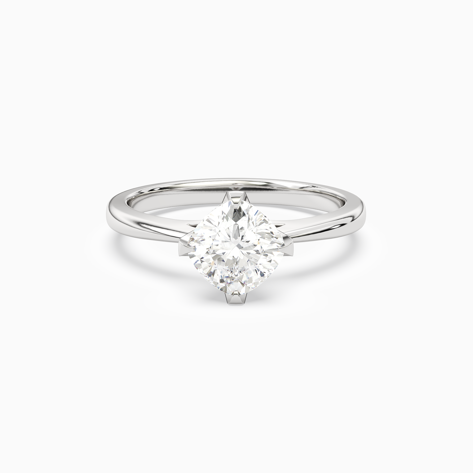 Cushion Petal Head Solitaire in 14K White Gold main white