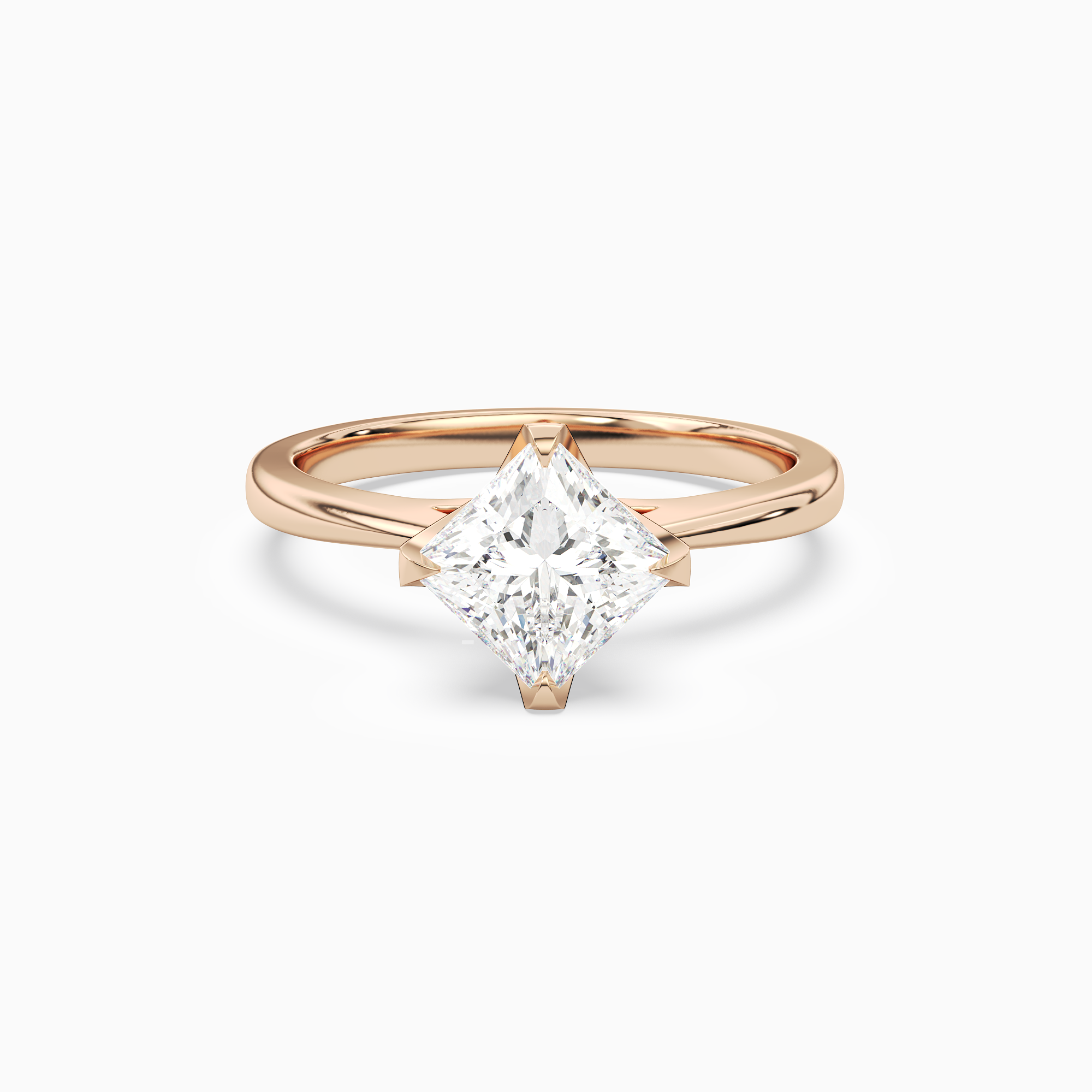 Princess Petal Head Solitaire in 14K Rose Gold main white