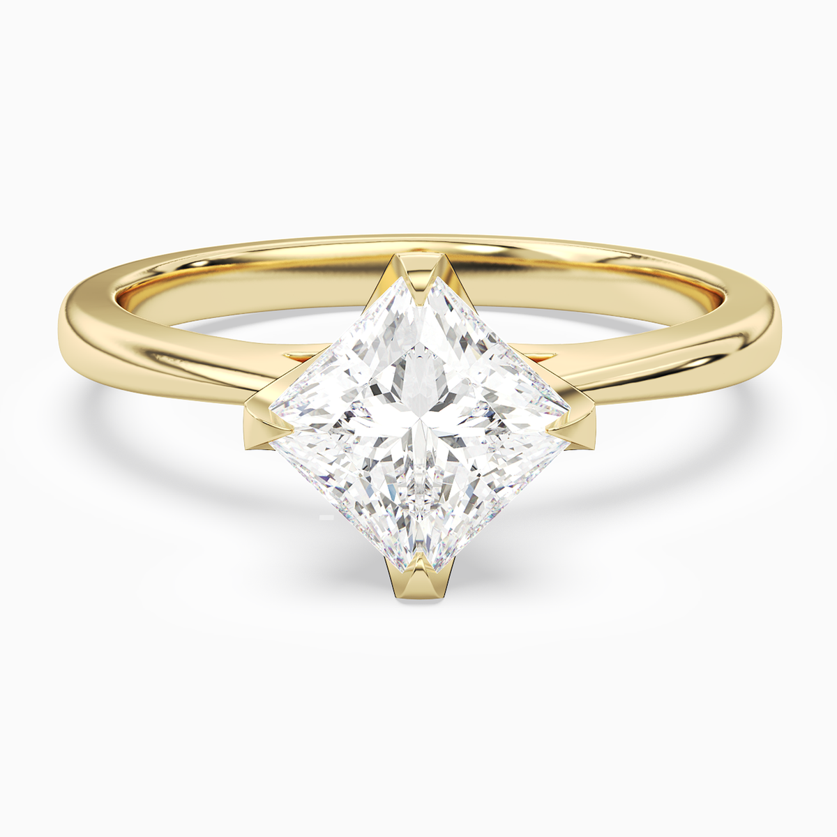 Princess Petal Head Solitaire in 14K Yellow Gold main white