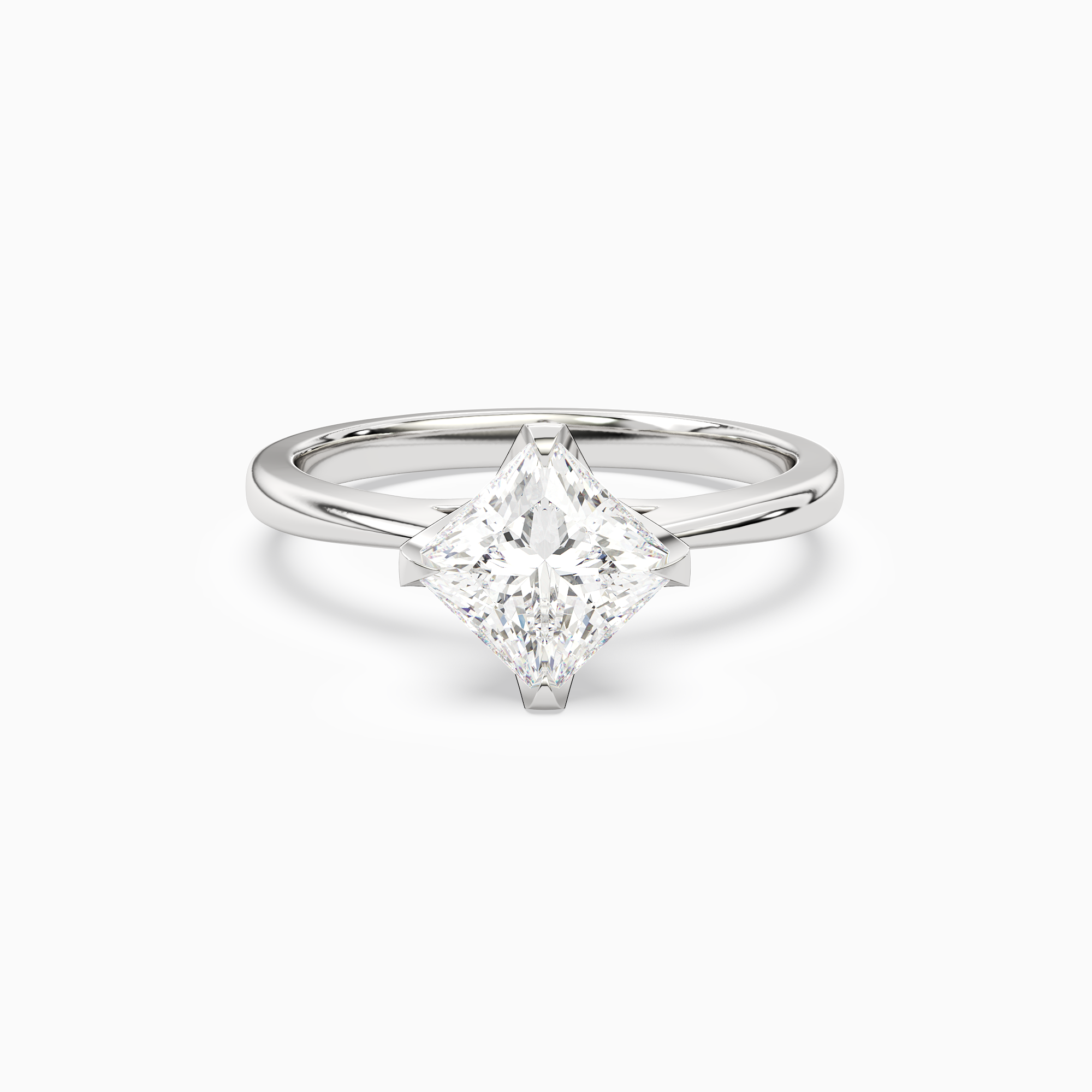 Princess Petal Head Solitaire in Platinum main white