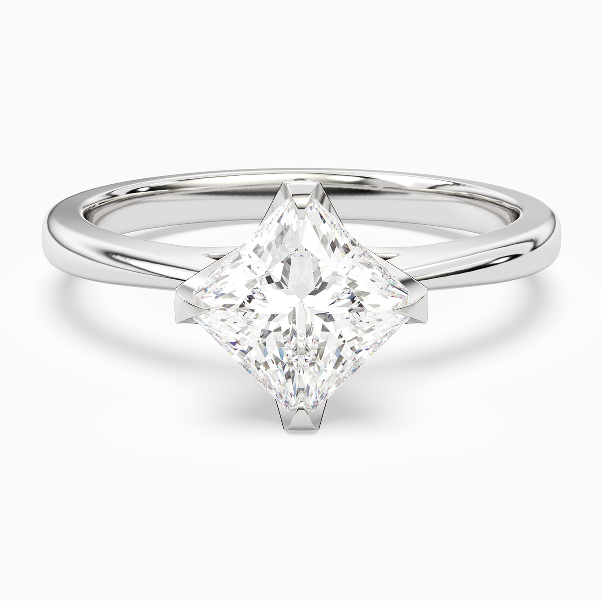 Princess Petal Head Solitaire in Platinum main white