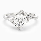Round Bypass Solitaire in 14K White Gold main white