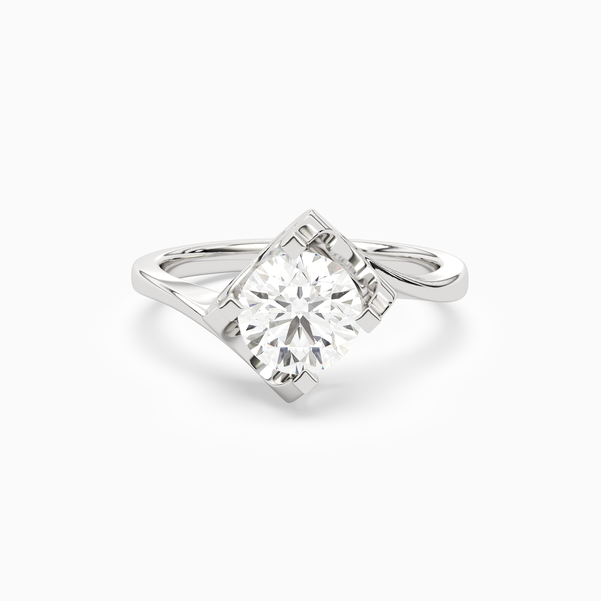 Round Bypass Solitaire in Platinum main white