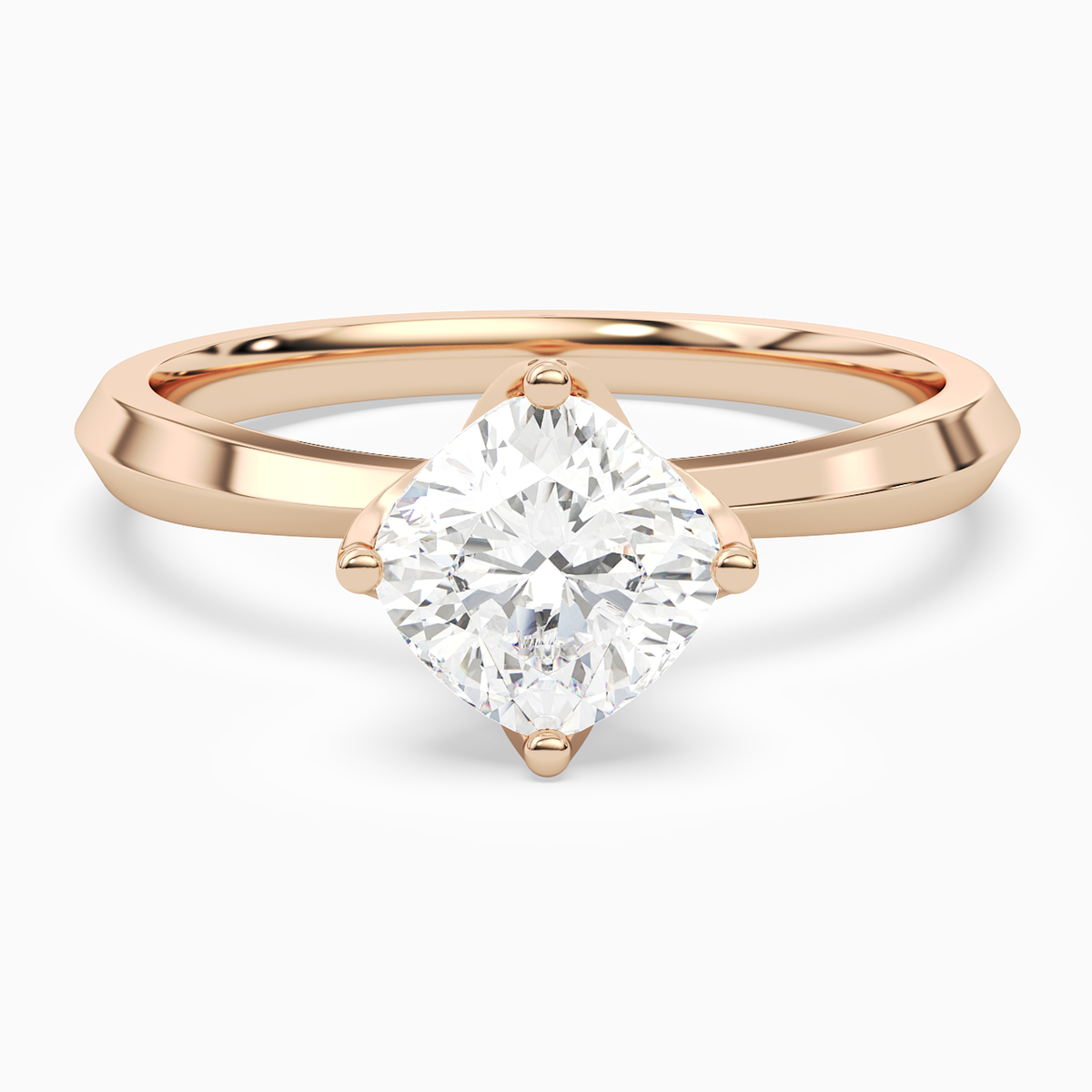 Cushion Solitaire in 14K Rose Gold main white