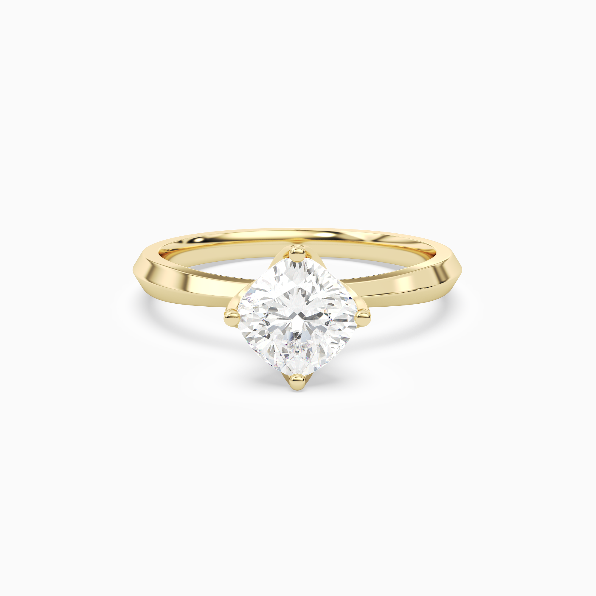Cushion Solitaire in 14K Yellow Gold main white