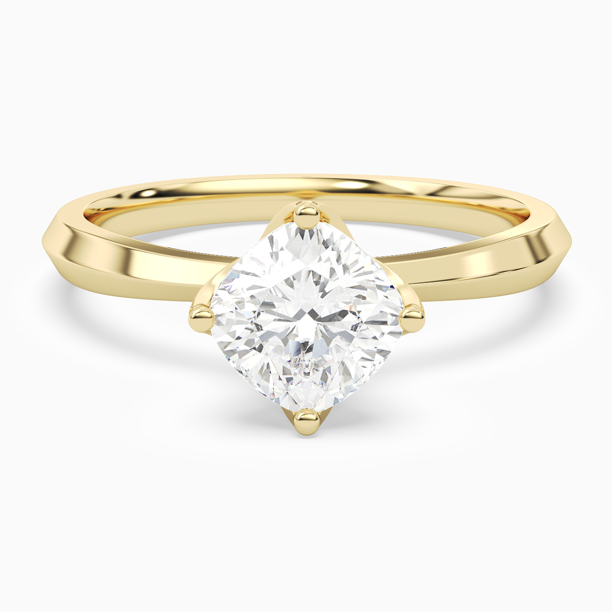Cushion Solitaire in 18K Yellow Gold main white