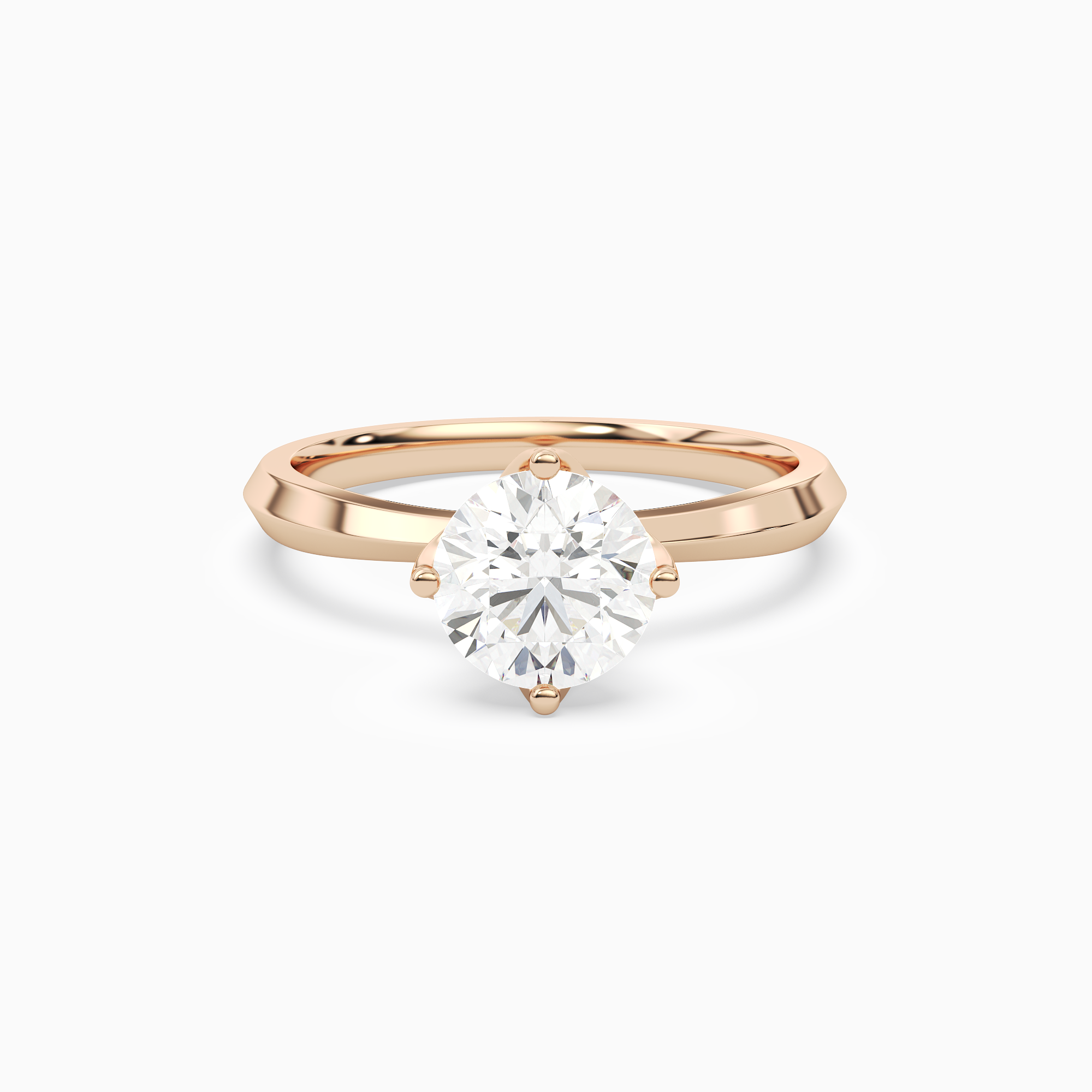 Round Solitaire in 14K Rose Gold main white