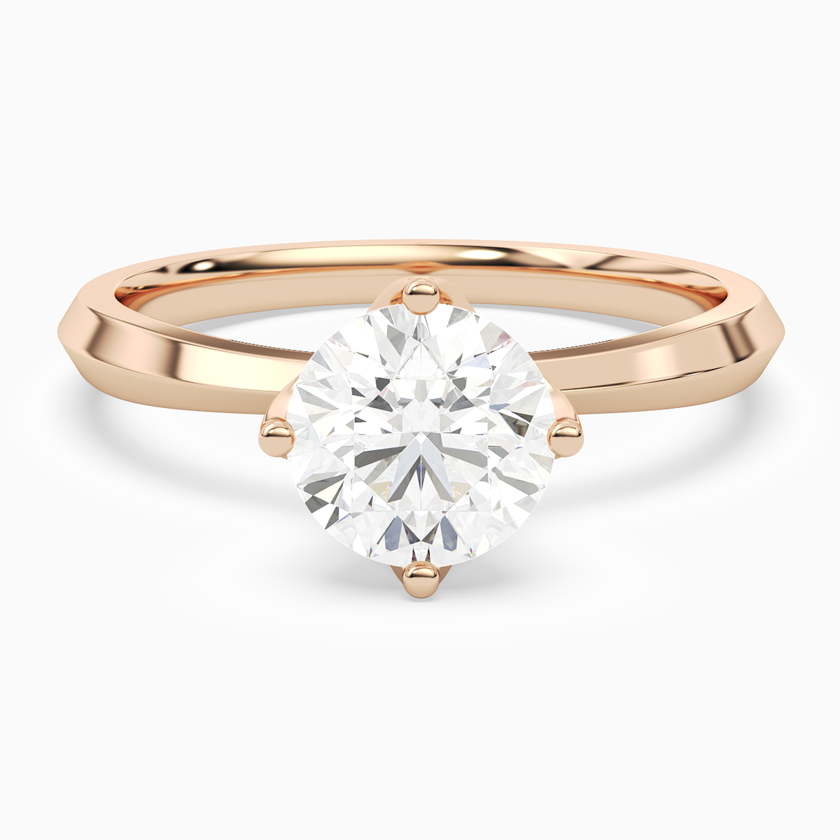Round Solitaire in 14K Rose Gold main white