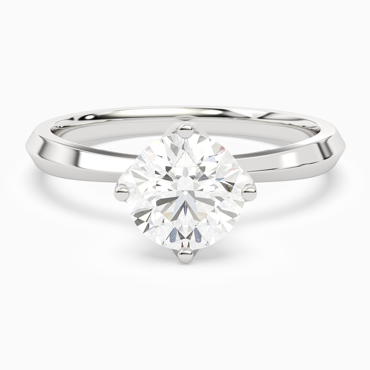 Round Solitaire in 14K White Gold main white