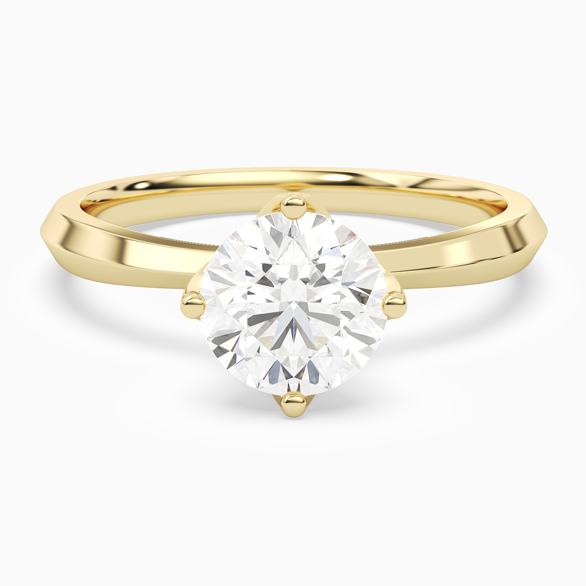 Round Solitaire in 18K Yellow Gold main white