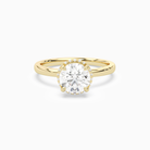 Round Double Hidden Halo Plain in 18K Yellow Gold main white