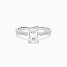Emerald Accent Shoulder Solitaire in 18K White Gold main white