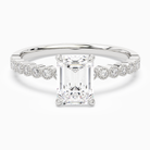 Emerald Accent Shoulder Solitaire in 18K White Gold main white