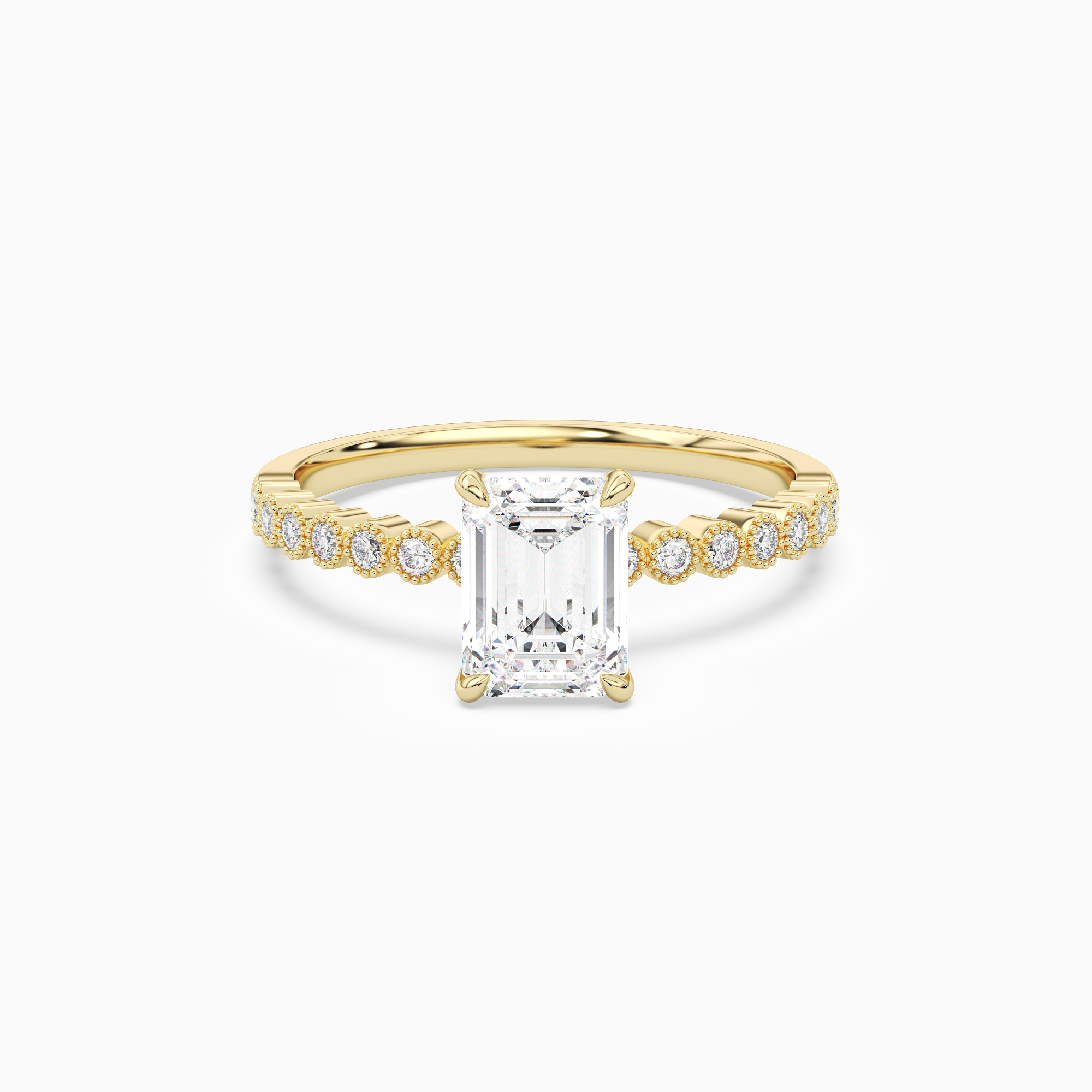 Emerald Accent Shoulder Solitaire in 18K Yellow Gold main white