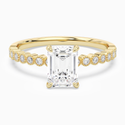 Emerald Accent Shoulder Solitaire in 18K Yellow Gold main white