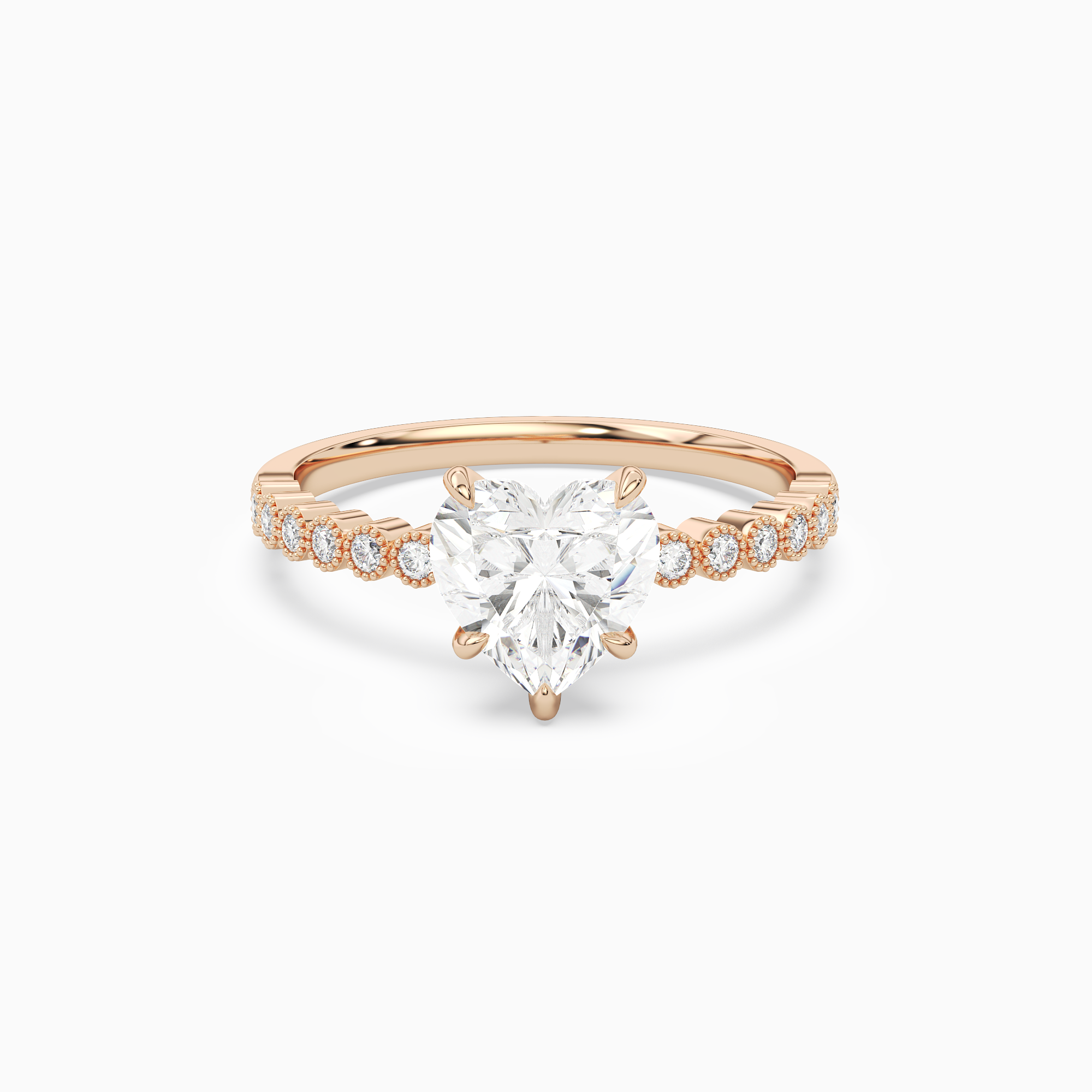 Heart Accent Shoulder Solitaire in 14K Rose Gold main white