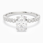 Oval Accent Shoulder Solitaire in 14K White Gold main white