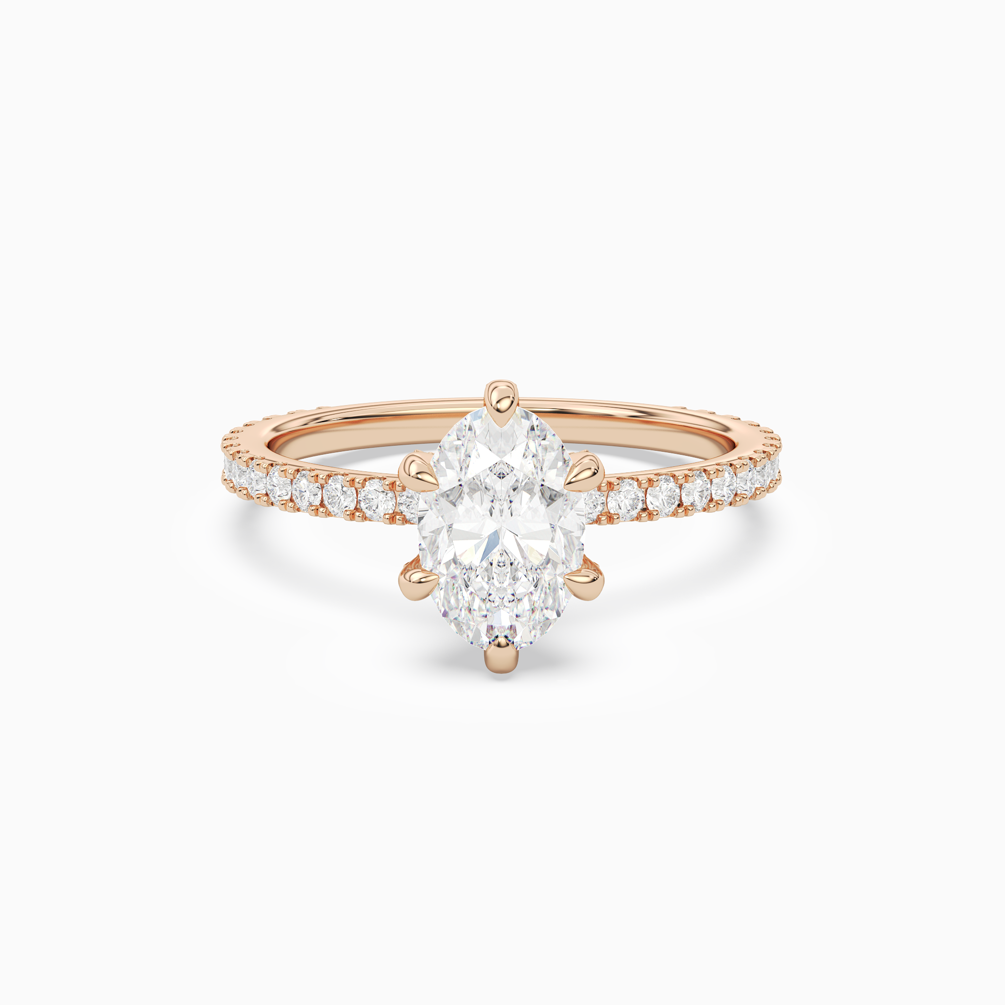 Oval Hidden Halo Accent Six-Prong Pavé in 14K Rose Gold main white