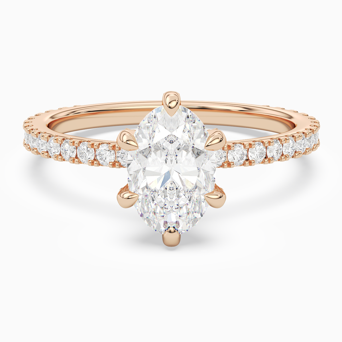 Oval Hidden Halo Accent Six-Prong Pavé in 14K Rose Gold main white