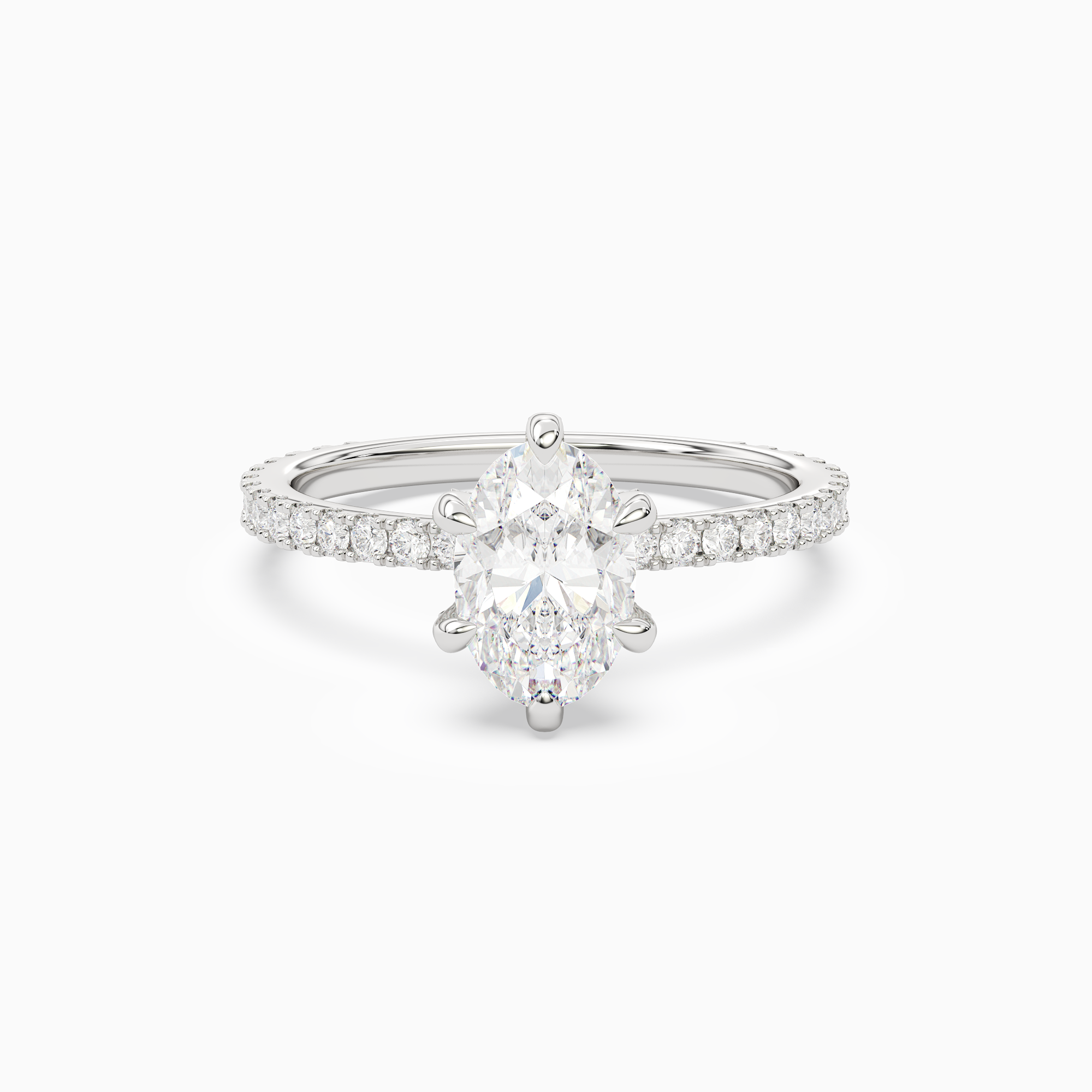 Oval Hidden Halo Accent Six-Prong Pavé in 14K White Gold main white