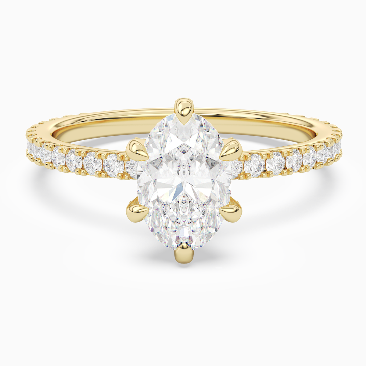 Oval Hidden Halo Accent Six-Prong Pavé in 18K Yellow Gold main white