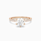 Round Hidden Halo Accent Six-Prong Pavé in 14K Rose Gold main white