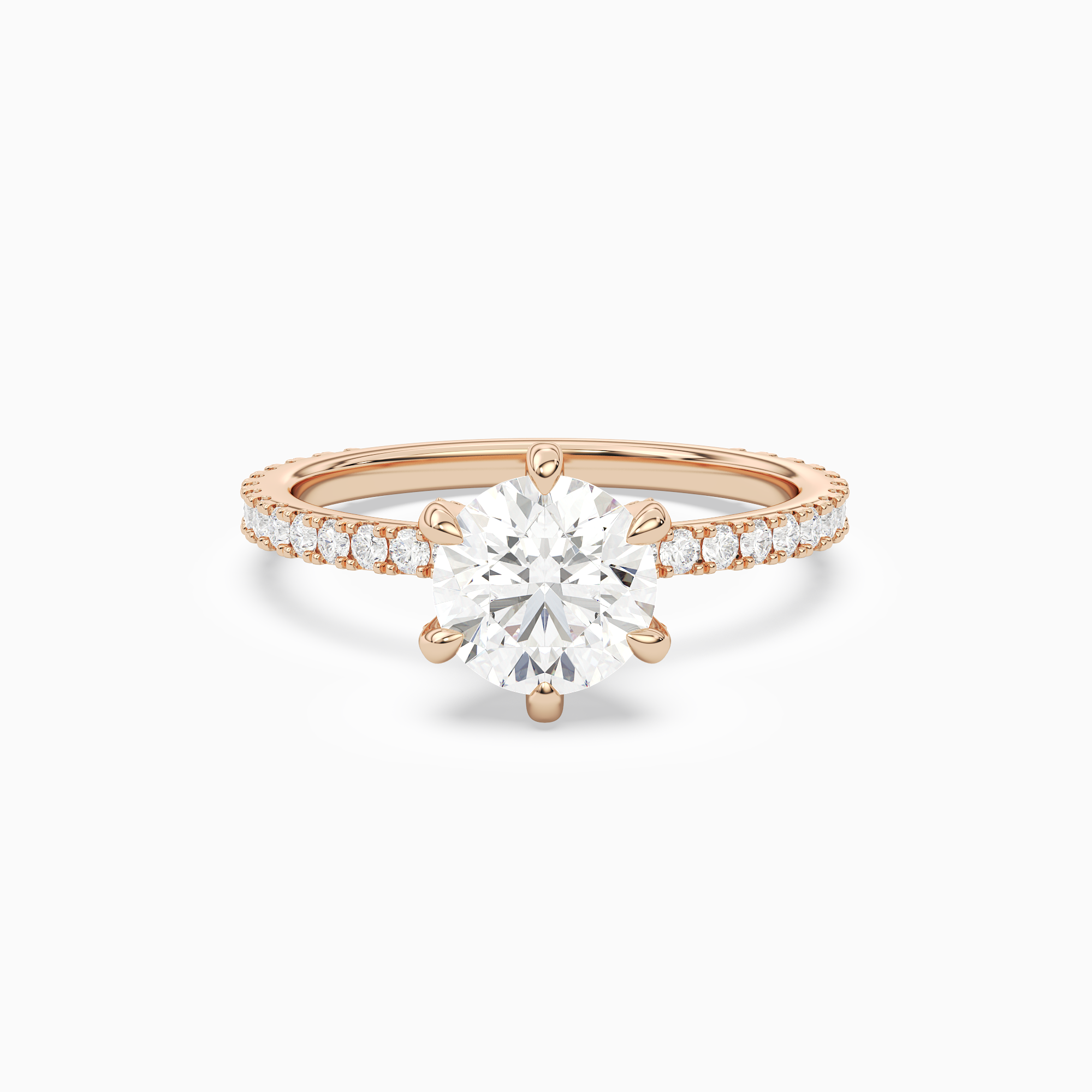 Round Hidden Halo Accent Six-Prong Pavé in 14K Rose Gold main white