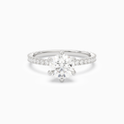 Round Hidden Halo Accent Six-Prong Pavé in 14K White Gold main white