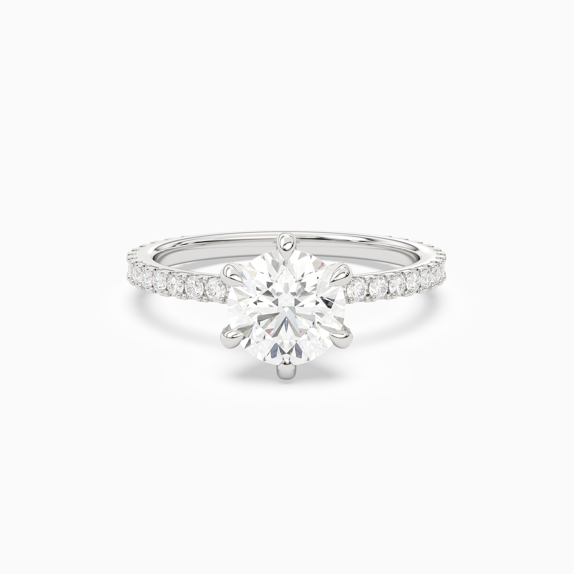 Round Hidden Halo Accent Six-Prong Pavé in 18K White Gold main white