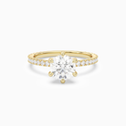 Round Hidden Halo Accent Six-Prong Pavé in 18K Yellow Gold main white