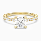 Cushion Hidden Halo Accent Luxe Pavé in 14K Yellow Gold main white